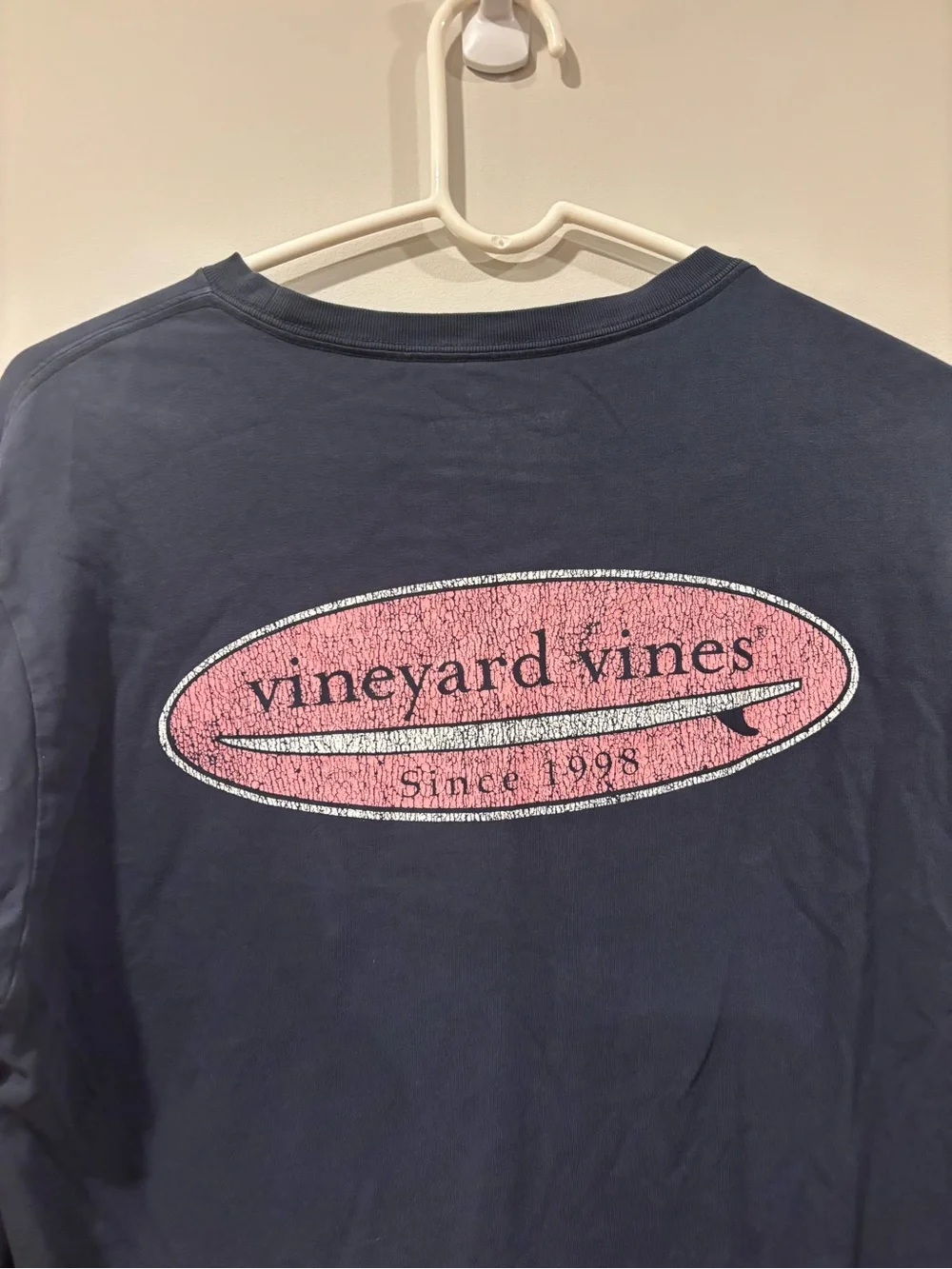 Vineyard Vines Navy Blue Long Sleeve T-Shirt Distressed Surfboard Men’s Small